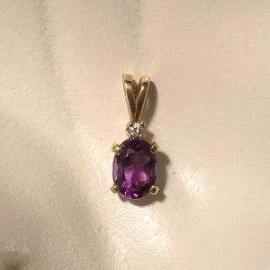 Diamond, Amethyst and 14K Gold Drop Pendant